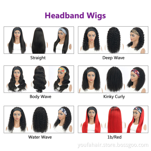 Cheap Price Malaysian Virgin Human Hair Body Wave Head band Wigs For Black Women Glueless Remy Scarf Headband Machine Made Wig